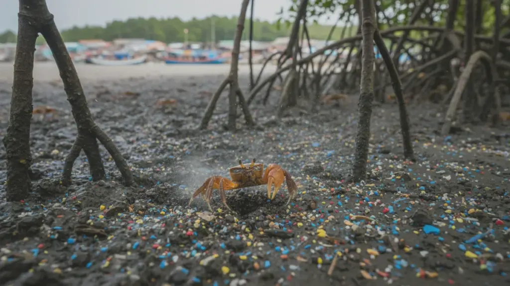 Krabben vermalen plastic tot stof. Dat kan rechtstreeks op ons bord belanden